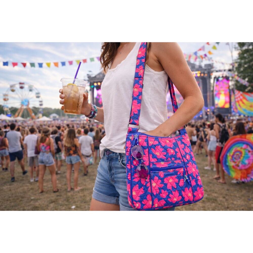 Vera Bradley Floral Crossbody Purse Adjustable Strap Boho Cottagecore Festival